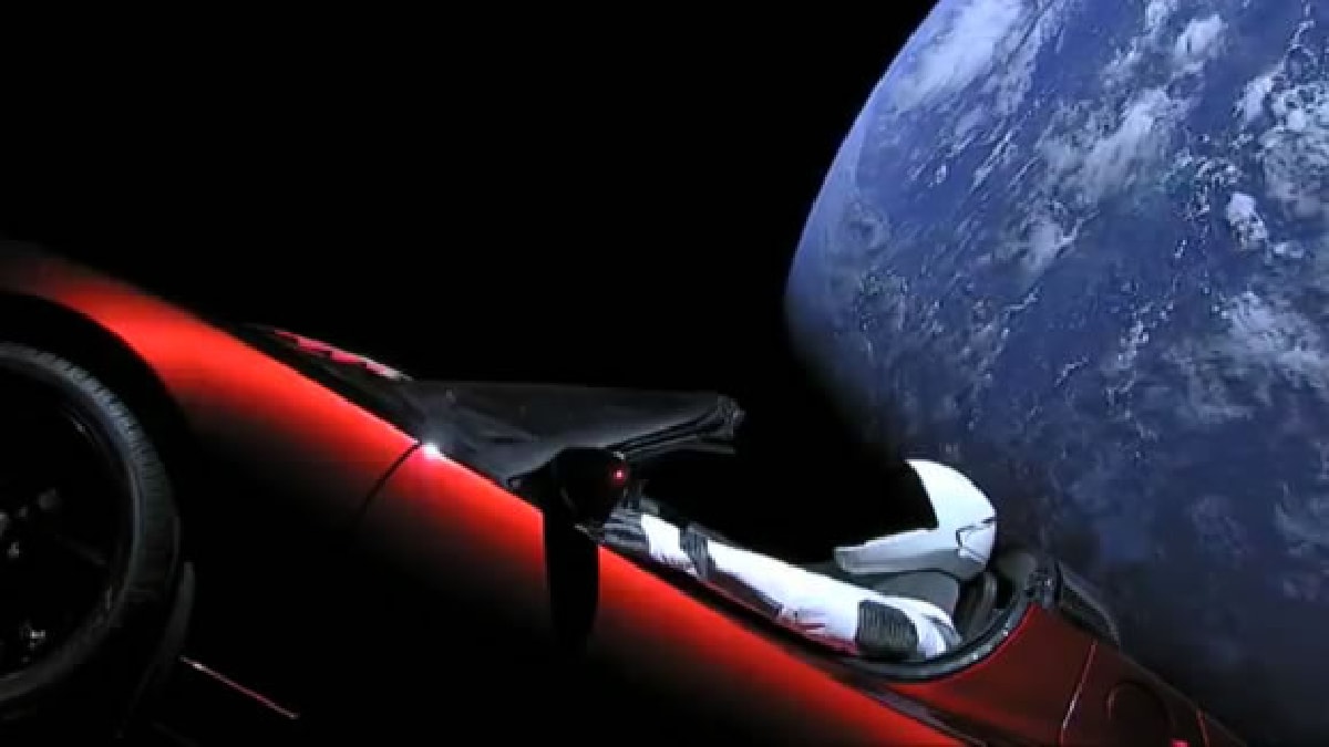 Elon musk launched tesla roadster car in space 7 years ago Know where it is now traveled billions kilometers